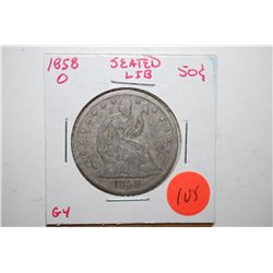 1858-O Seated Liberty Half Dollar; G4; EST. $30-40