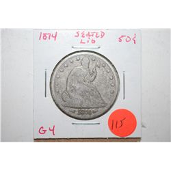 1875 Seated Liberty Half Dollar With Arrows; G4; EST. $30-40