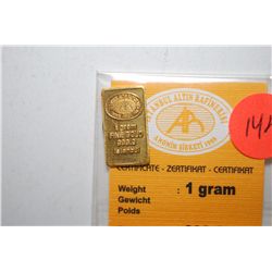 Istanbul Gold Refinery Gold Ingot; 999.9 Gold 1 Gram; EST. $60-75