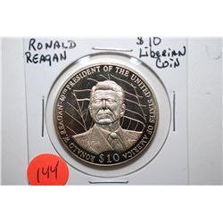 2003 Republic Of Liberia $10 Coin; Ronald Reagan-40th President Of The USA; EST. $5-10