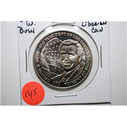 2002 Republic Of Liberia $10 Coin; George W. Bush-43rd President Of The USA; EST. $5-10