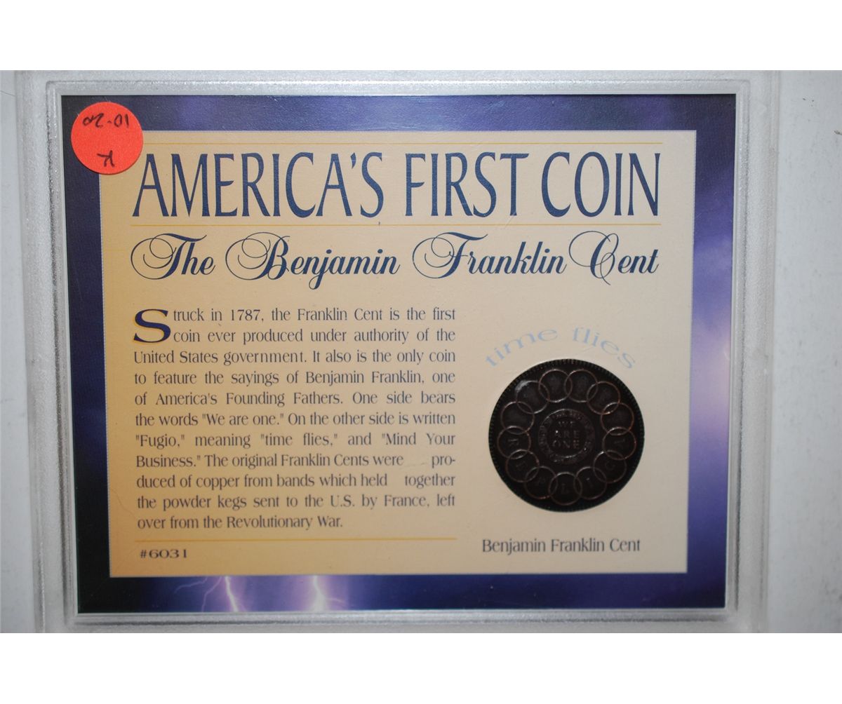 America's First Coin-The Benjamin Franklin 1787 Fugio Cent With History ...
