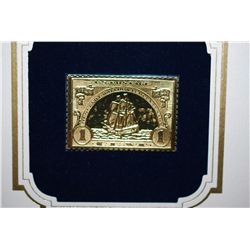 22K Gold Replica Stamp With Enlarged Reproduction Of Original Stamp; Original Date of First Day Issu