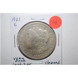 1921-S Silver Morgan $1; Very Poor Condition; Cleaned; EST. $20-30