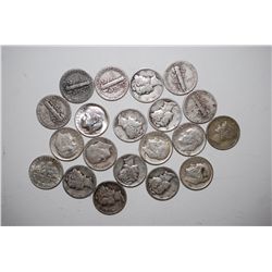 Mercury & Roosevelt Dime; Various Dates & Conditions; Silver; Total Lot of 20; EST. $40-60