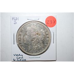 1921-D Silver Morgan $1; Very Low Grade; EST. $25-30