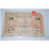 Image 1 : 1943 New Caledonia 20 Francs Foreign Bank Note; EST. $3-5