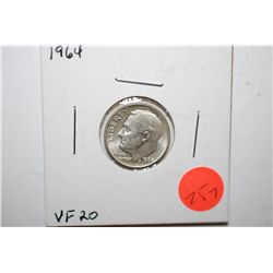 1964 Roosevelt Dime; VF20; EST. $5-10