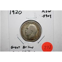 1920 Great Britain One Shilling Foreign Coin; .0909 ASW; EST. $10-15