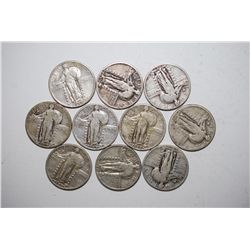 Standing Liberty Quarter; Various Dates, Mint Marks & Conditions; Lot of 10; EST. $60-80