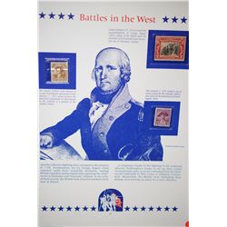 US Postal Stamps Battles In The West With History; George Washington Stamps; Lot of 3; EST. $5-10