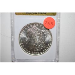 1900-O Silver Morgan $1; MCPCG Graded MS62; EST. $60-80