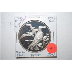 1973 British Virgin Islands $1 Foreign Coin; .7643 Sterling Proof; EST. $30-40