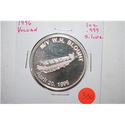 1996 Vulcan Materials Silver Round; M/V W.H. Blount April 20, 1996; .999 Silver 1 Oz.; EST. $30-40