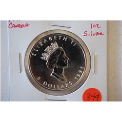 1993 Canada $5 "Maple Leaf" Foreign Coin; 9999 Silver 1 Oz.; EST. $30-40