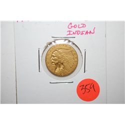 1912 Indian Chief $2 1/2 Gold Coin; EST. $250-300