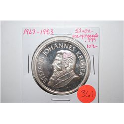 1967-1983 Silver Round "Krugerrand Commemorative"; .999 Silver 1 Oz.; EST. $30-40