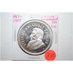 1967-1983 Silver Round "Krugerrand Commemorative"; .999 Silver 1 Oz.; EST. $30-40