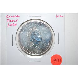 1990 Canada $5 "Maple Leaf" Foreign Coin; 9999 Silver 1 Oz.; EST. $30-40