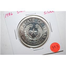 1986 The State Of Texas Silver Round; .999 Silver 1 Oz.; EST. $30-40