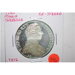 1780 Maria Theresia Foreign Coin Re-Strike; .7516 ASW; EST. $50-75