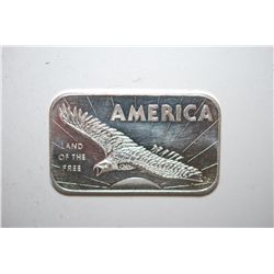 American Argent Mint Ltd. Silver Ingot "America-Land Of The Free"; .999 Fine Silver 1 Oz.; EST. $30-