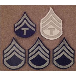 FIVE WWII ERA CHEVRON PATCHES