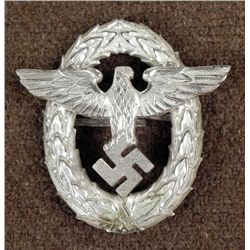 NAZI POLICE ORIG HIGH OFFICERS INSIGNIA SILVER EAGLE