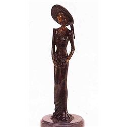  Lady With Flowers  Bronze Sculpture - Chiparus