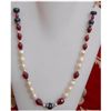 Image 1 : Natural 190.55 ctw Ruby/Sapphire Pearl Necklace. 925 St