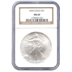 Certified Uncirculated Silver Eagle 2003 MS69