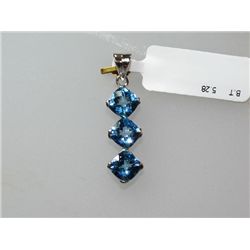 13.50 CTW BLUE TOPAZ PENDANT .925 STERLING SILVER