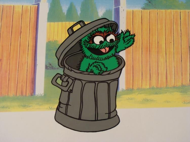 Grouch Animation Oscar the Grouch Orig Cel Animation Background Sesame