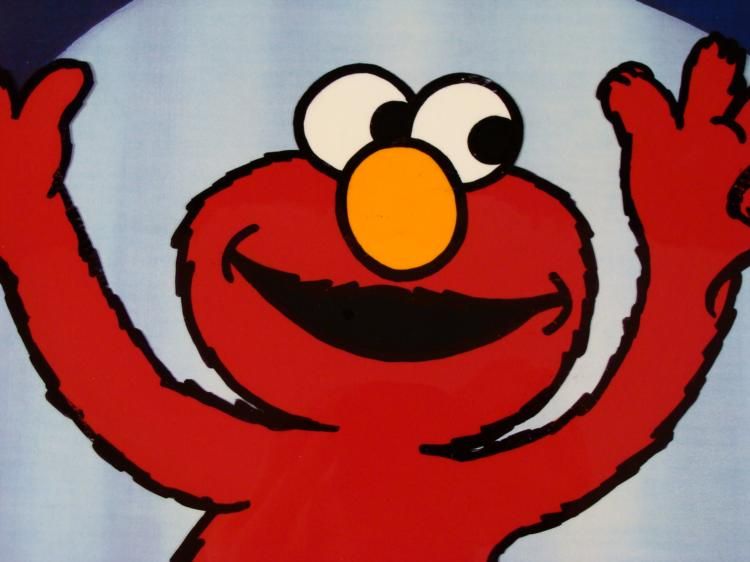 Elmo Throw Hands Up Orig Cel Animation Background Art