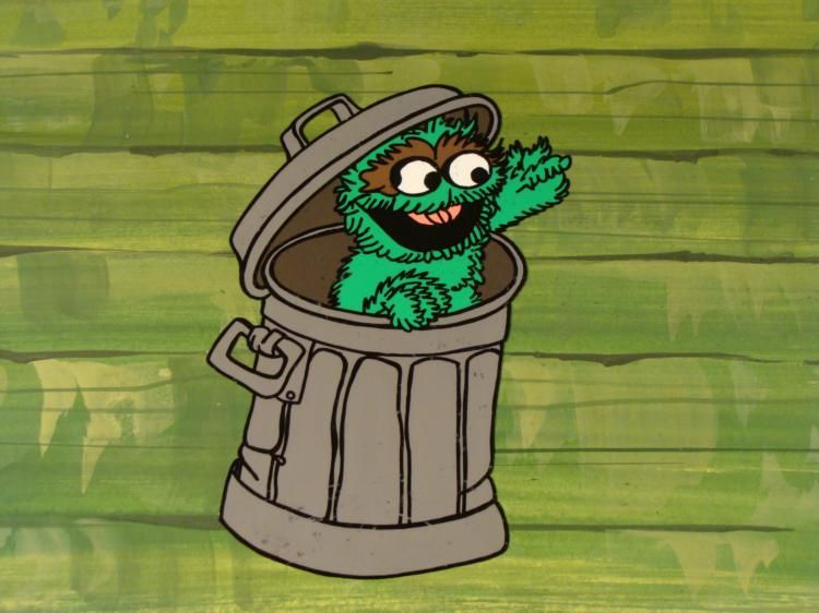 Orig Background Oscar the Grouch Cel Animation Smile