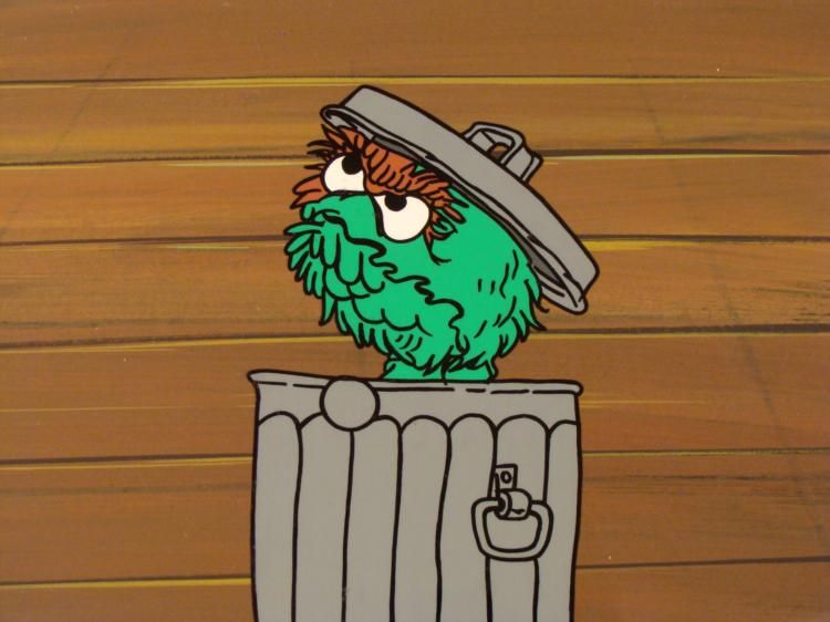 Grouch Animation Animation Oscar Grouch Cel Orig Background Trash Can