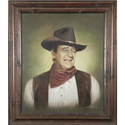 Original Painting: John Wayne by H. Elenser -Framed