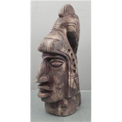 Soliid Stone Carved Head Native Primitive Sculpture