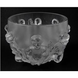 Lalique Large Luxembourg Cherub Crystal Bowl Signed