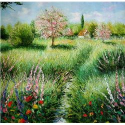 Leviels Original Painting Country Landscape Meadow