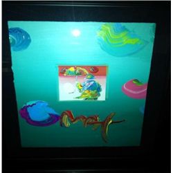 Peter Max Original Painting Over Serigraph-Umbrella Man