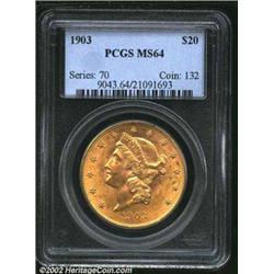 1903 $20 MS64 PCGS. Mintage: 287,200. The...
