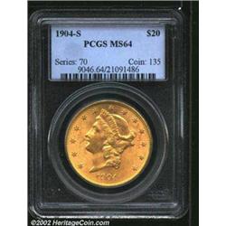 1904-S $20 MS64 PCGS. Mintage: 5,134,175....