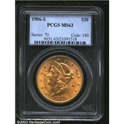 1906-S $20 MS63 PCGS. Mintage: 2,065,750....