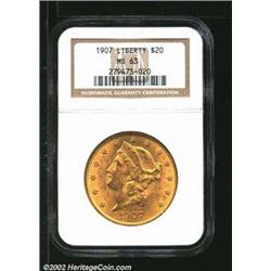 1907 $20 MS63 NGC. Mintage: 1,451,864....