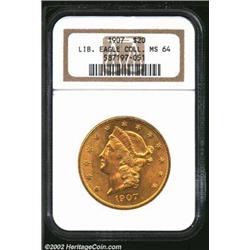 1907 $20 MS64 NGC. Mintage: 1,451,864. The...