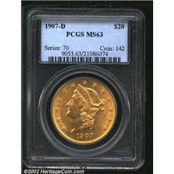 1907-D $20 MS63 PCGS. Mintage: 842,250....