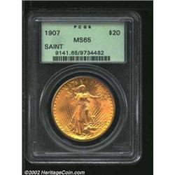 1907 $20 Arabic Numerals MS65 PCGS. Mintag...