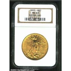 1910 $20 MS63 NGC. Mintage: 482,000....
