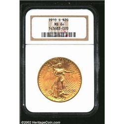 1910-S $20 MS64 NGC. Mintage: 2,128,250. T...